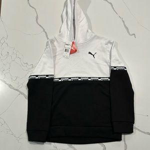 Boys Puma hoodie size large. Black & white. New w/ tags